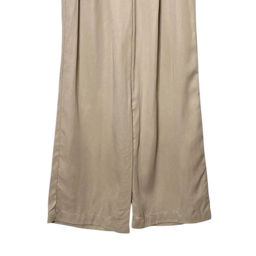 Reformation Mason Trousers Women's 4 Tan Lyocell Wide Leg High Rise Minimal Chic - Picture 4 of 11
